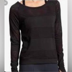 Women’s athleta Limitless crew neck mesh black long sleeve workout gym athletic